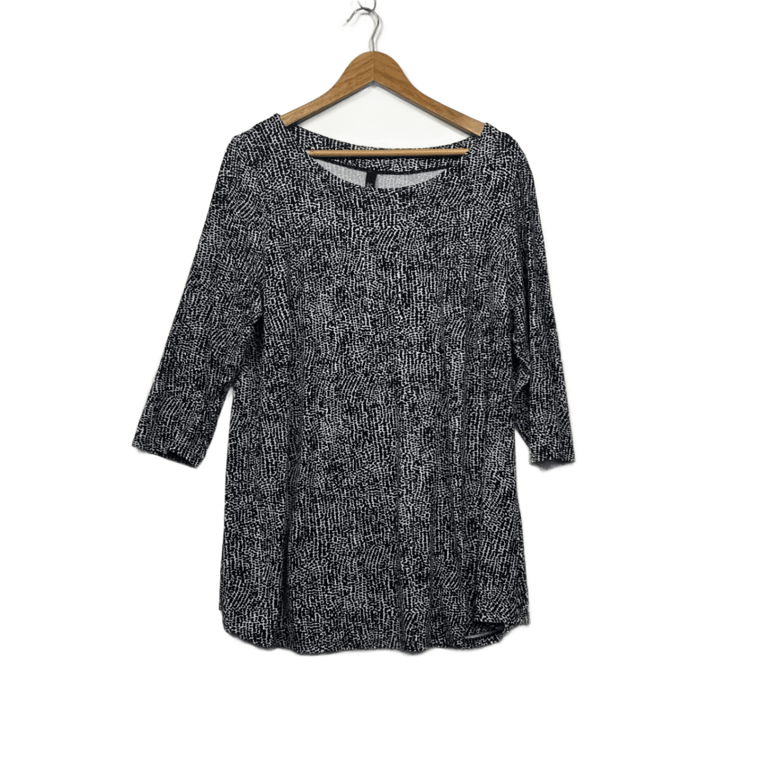 Taking Shape Black White Long Sleeve Scoop Neck Casual Blouse Top Size 14