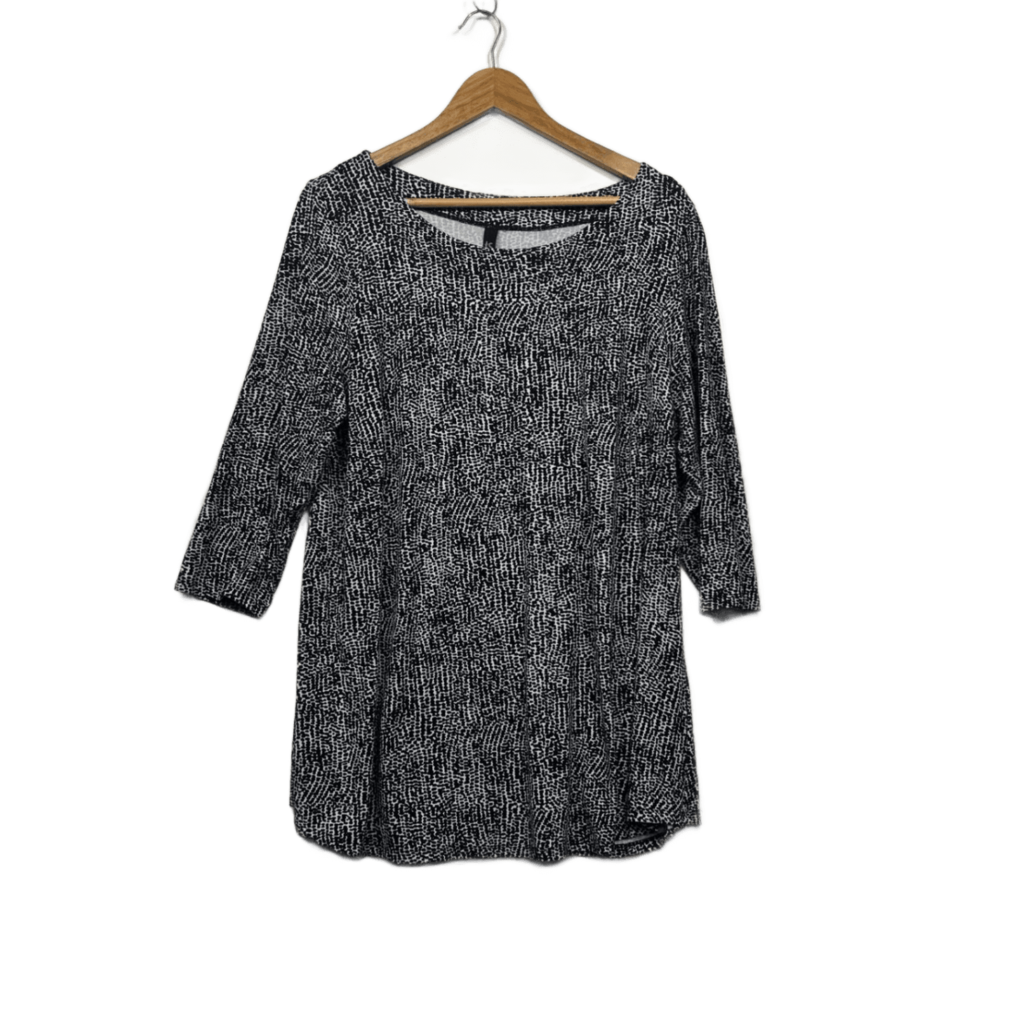 Taking Shape Black White Long Sleeve Scoop Neck Casual Blouse Top Size 14