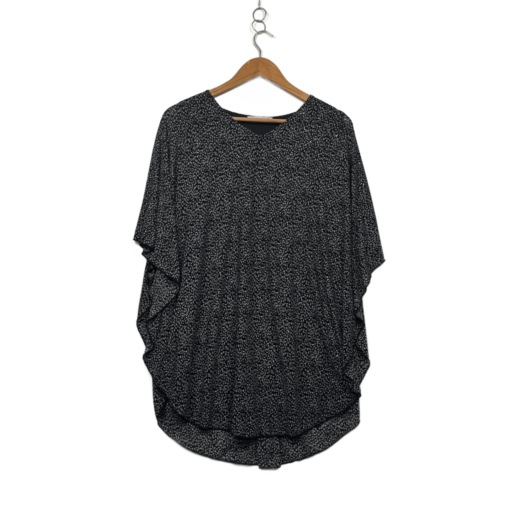 Elegant Black White Short Sleeve Batwing Blouse Size XXL 2XL 18