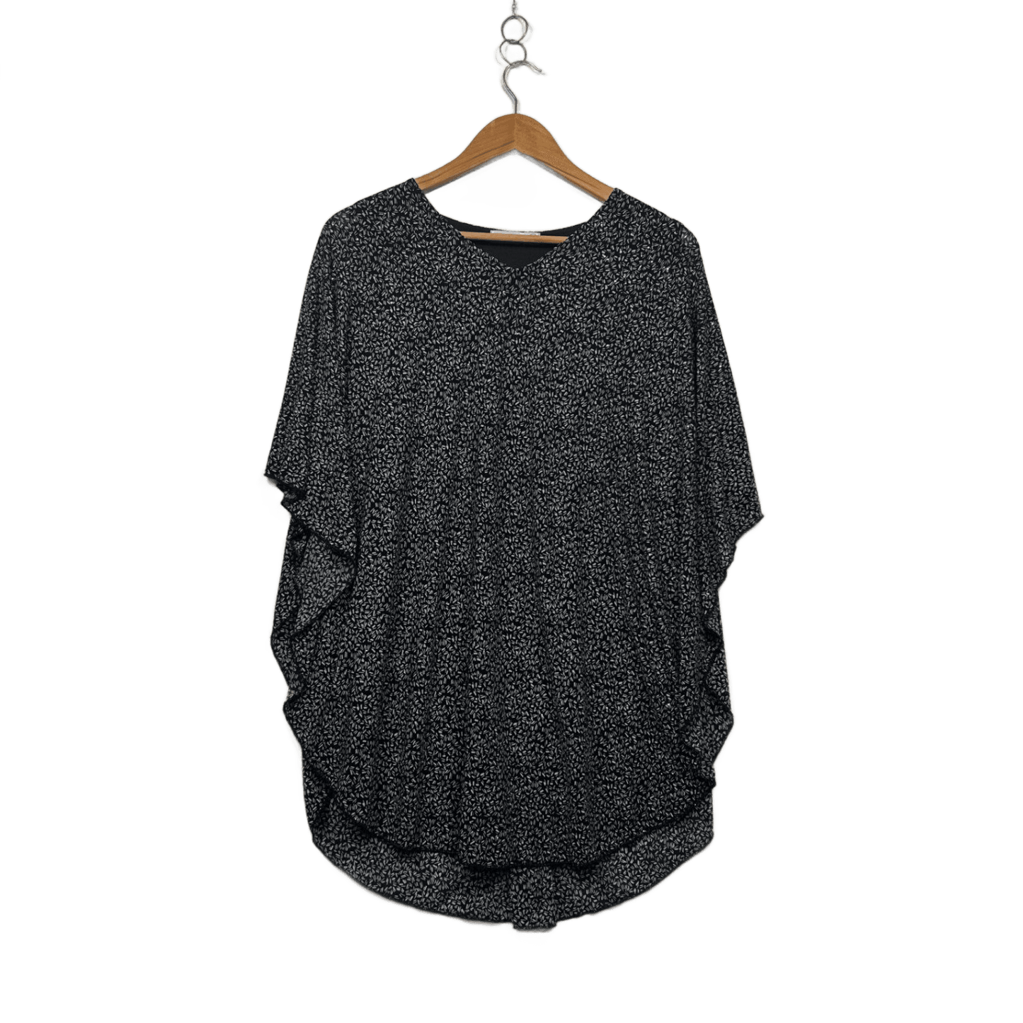 Elegant Black White Short Sleeve Batwing Blouse Size XXL 2XL 18