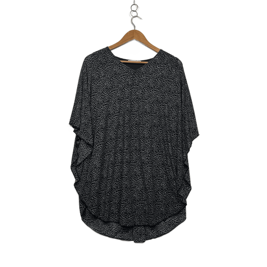 Elegant Black White Short Sleeve Batwing Blouse Size XXL 2XL 18