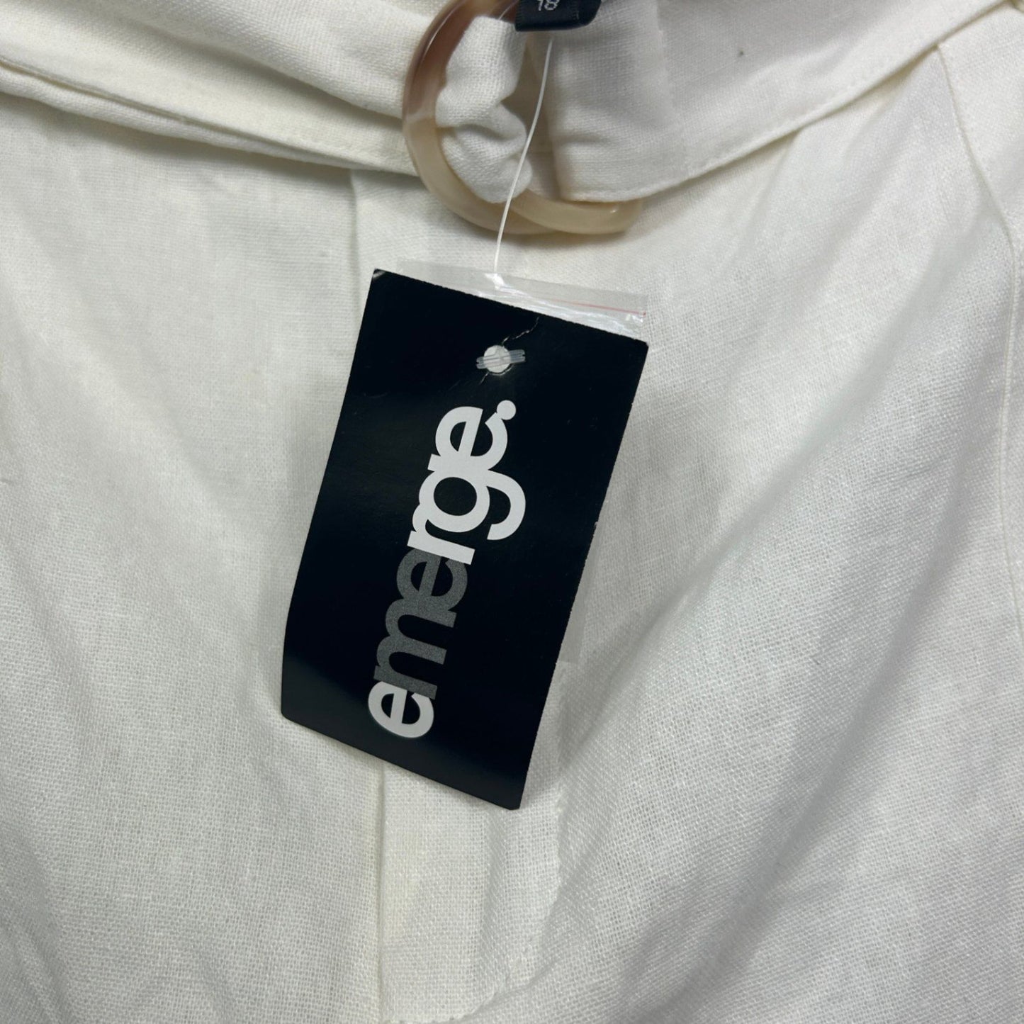 New Emerge Cream Linen Blend Casual Shorts with Pockets Size 18