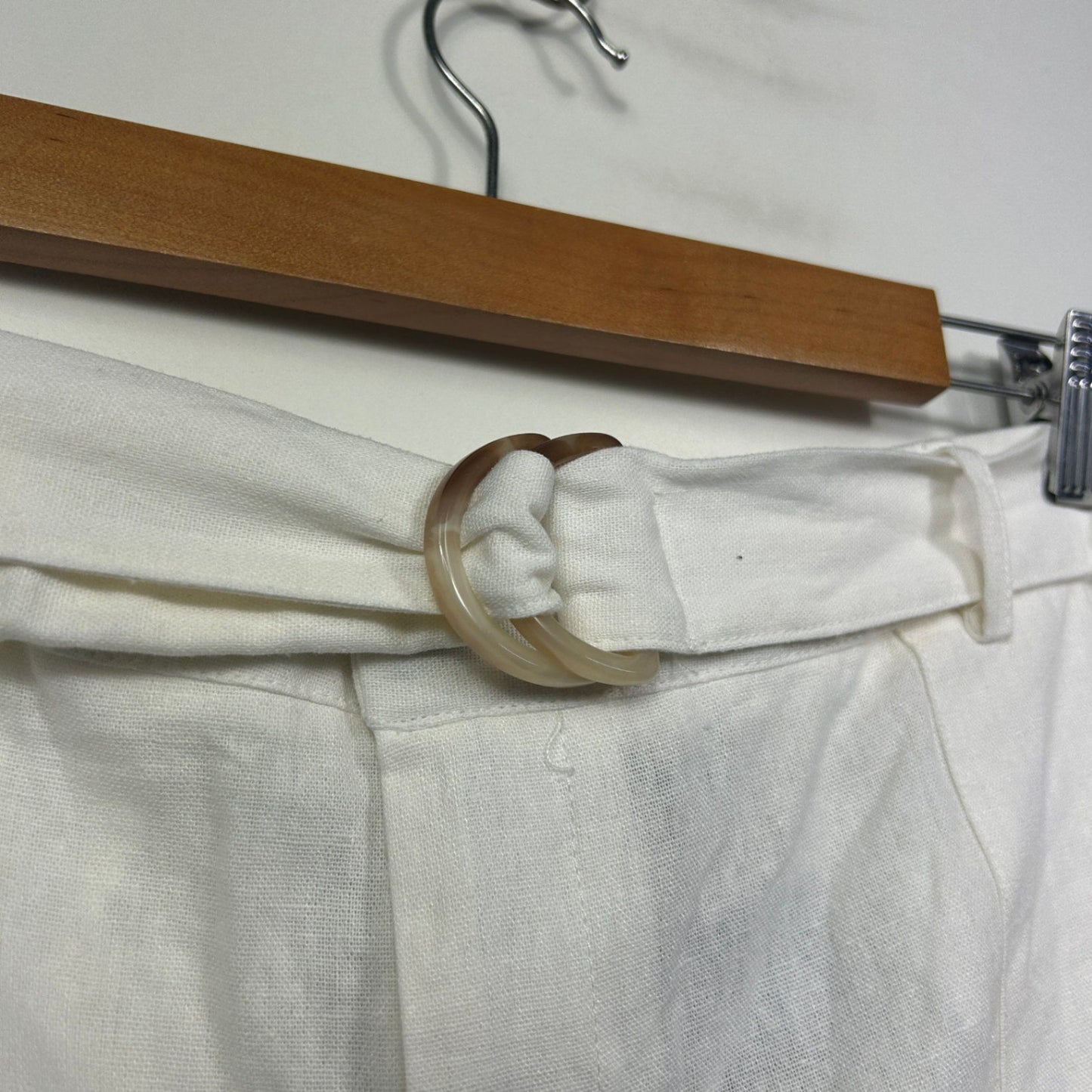 New Emerge Cream Linen Blend Casual Shorts with Pockets Size 18