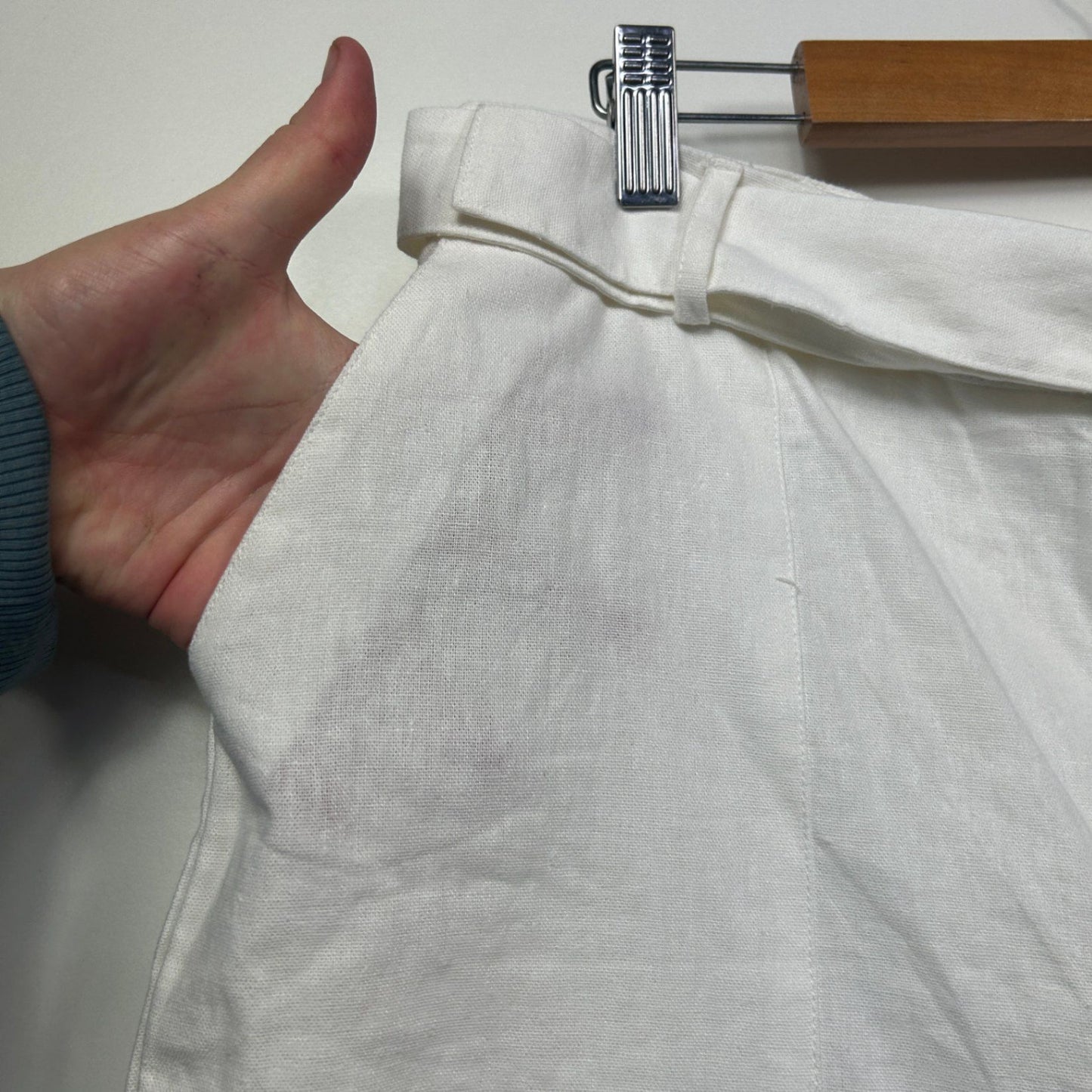 New Emerge Cream Linen Blend Casual Shorts with Pockets Size 18