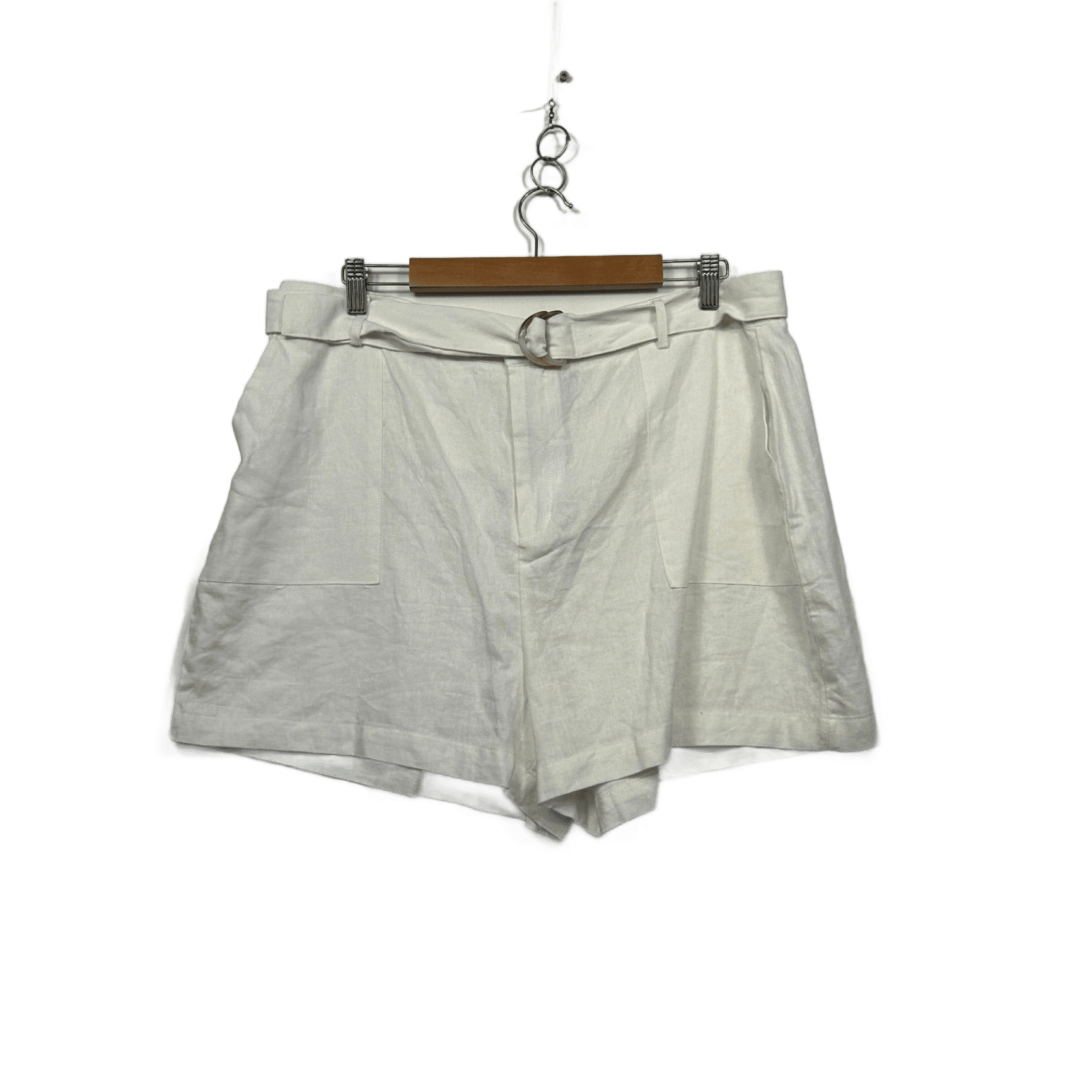 New Emerge Cream Linen Blend Casual Shorts with Pockets Size 18