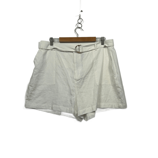 New Emerge Cream Linen Blend Casual Shorts with Pockets Size 18
