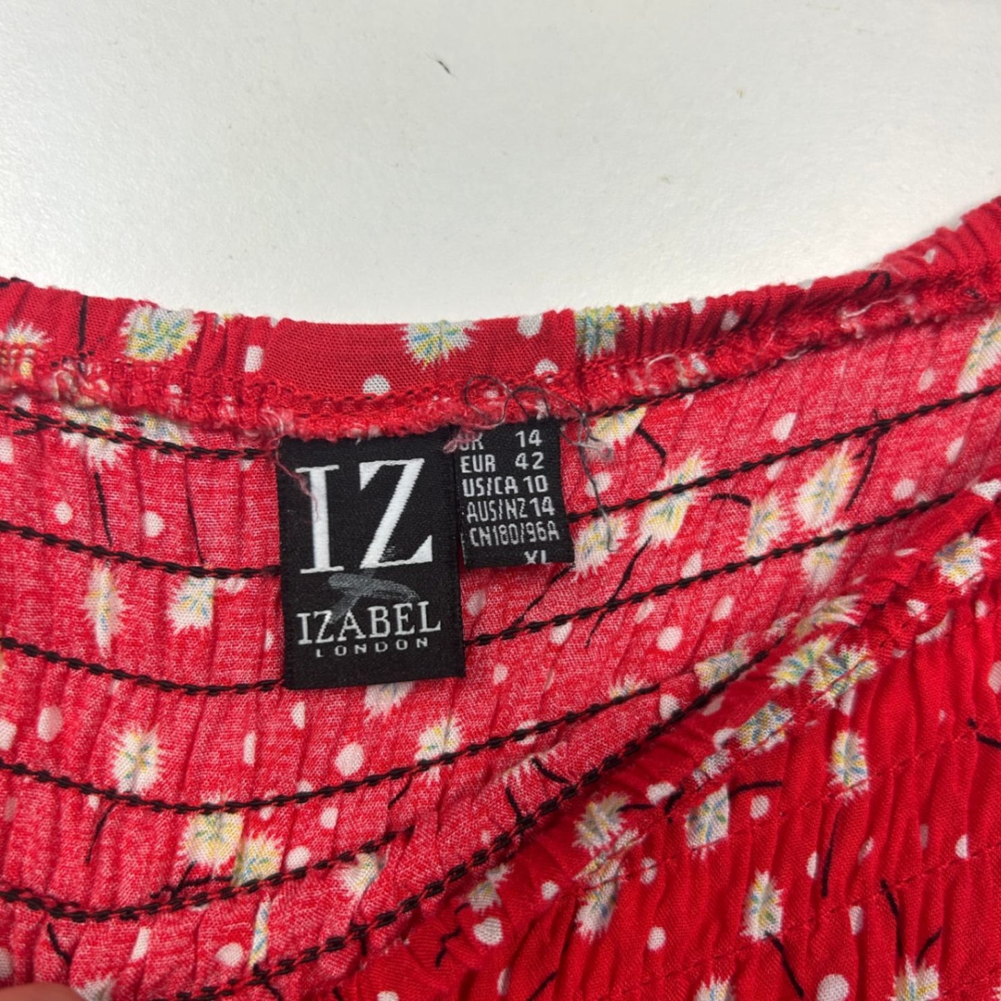 Izabel London Red Floral Print Jogger Harem Pants Size 14