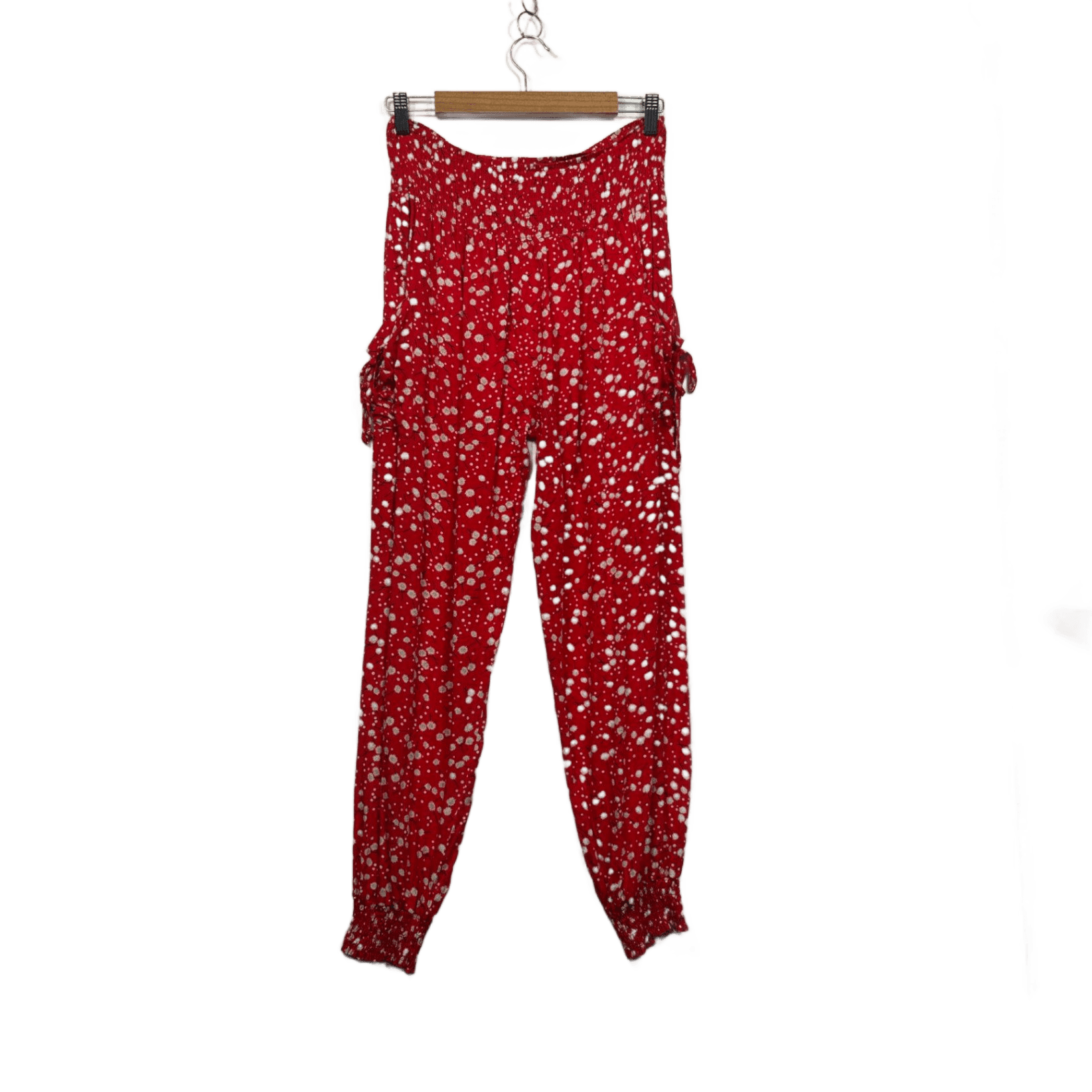 Izabel London Red Floral Print Jogger Harem Pants Size 14