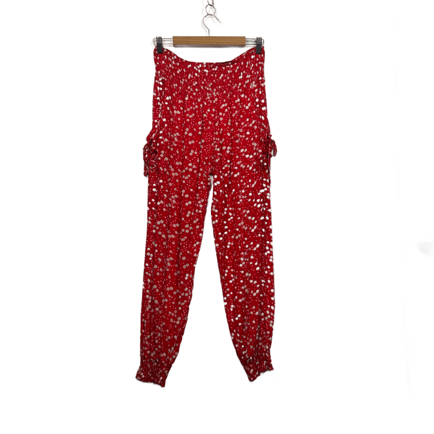 Izabel London Red Floral Print Jogger Harem Pants Size 14