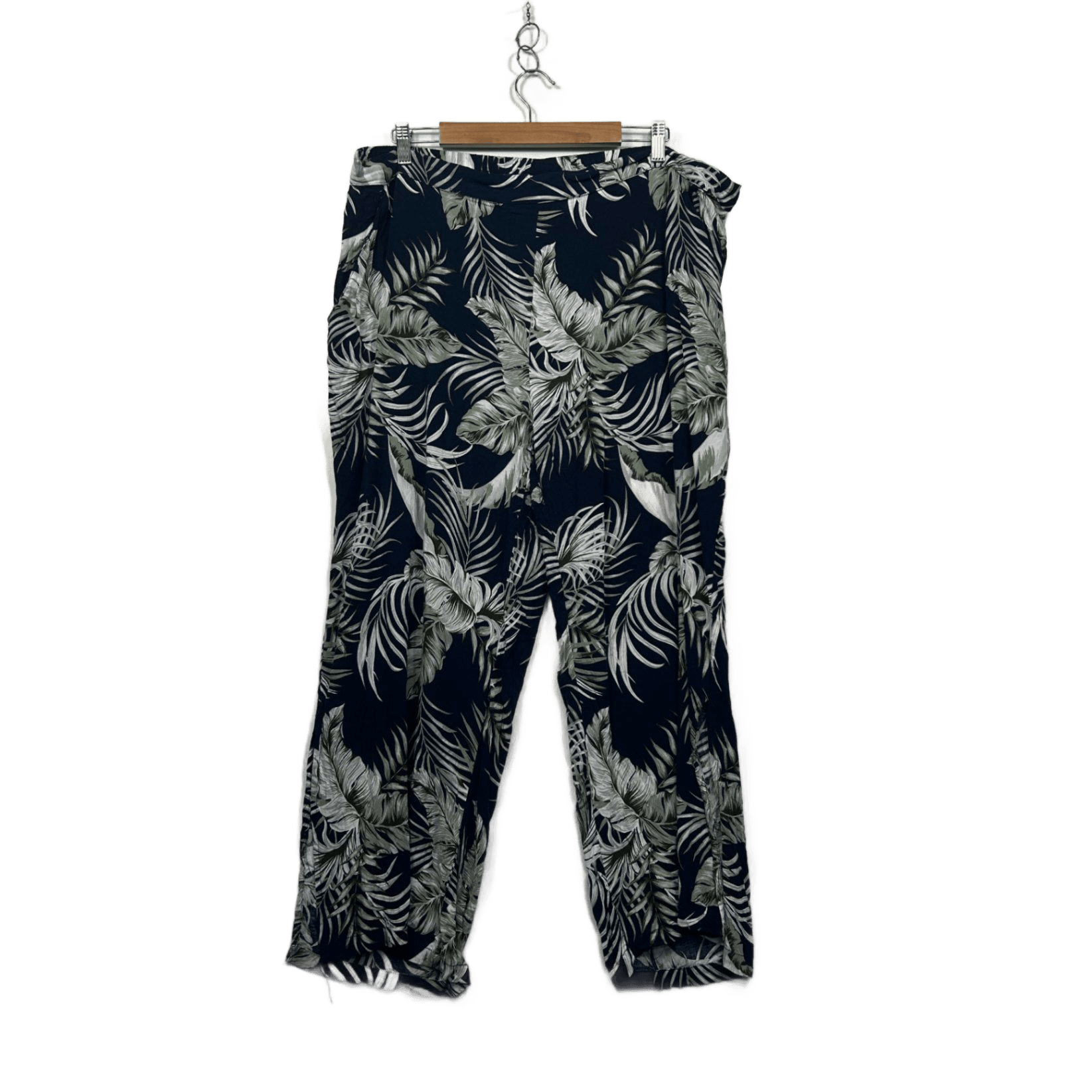 Millers Woman Pants Size 22 Navy Blue Leaf Print Cotton Blend