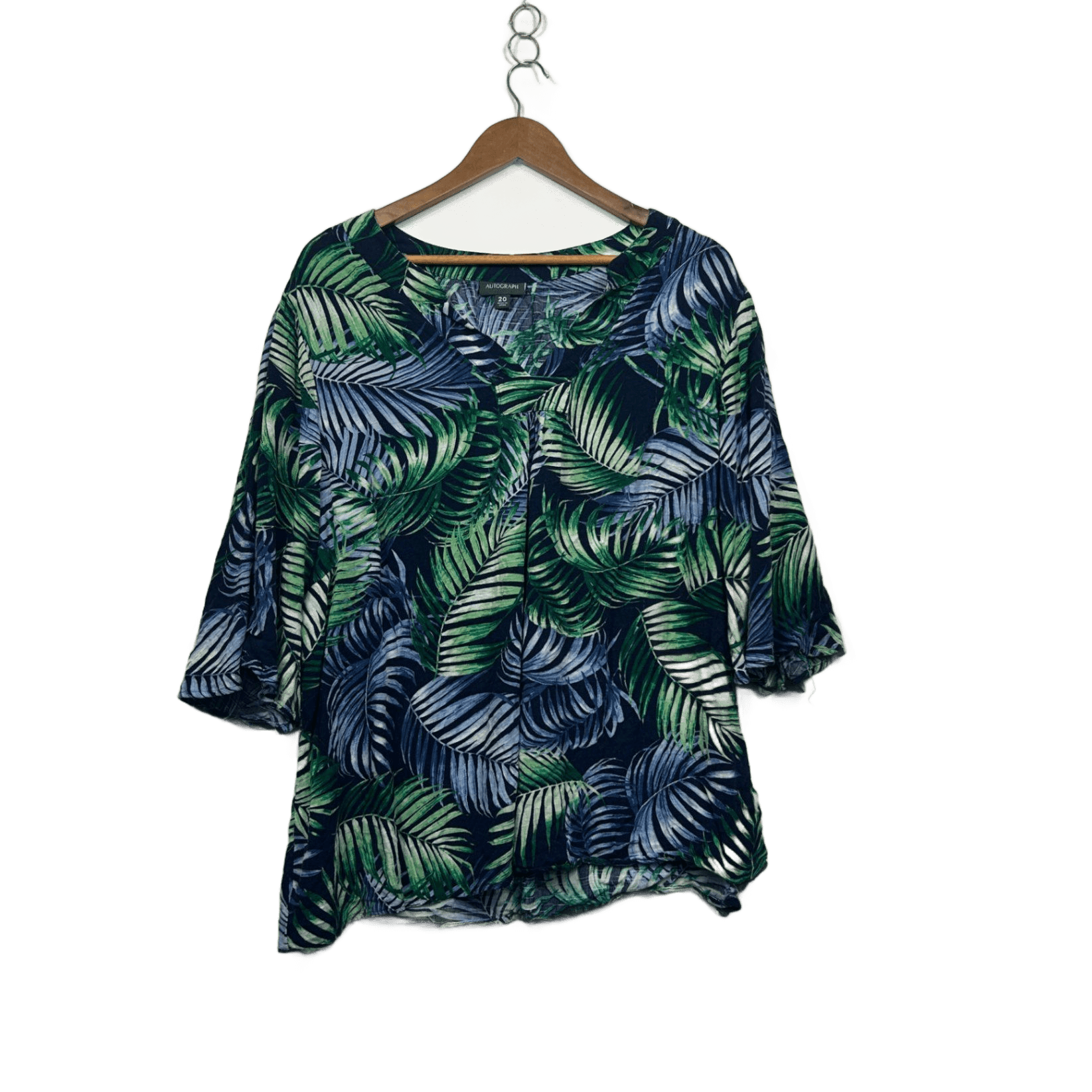 Autograph Multicoloured  3/4 Sleeve Tropical Print Blouse Top Size 20