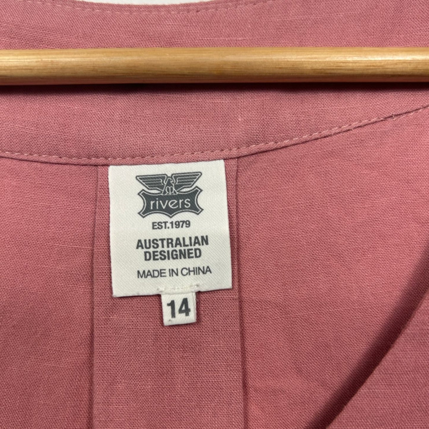 Rivers Dusky Pink Linen Blend Sleeveless V-Neck Blouse Tank Top Size 14