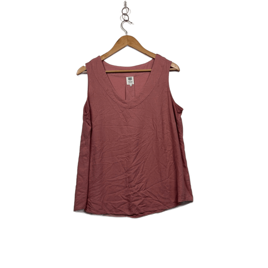 Rivers Dusky Pink Linen Blend Sleeveless V-Neck Blouse Tank Top Size 14