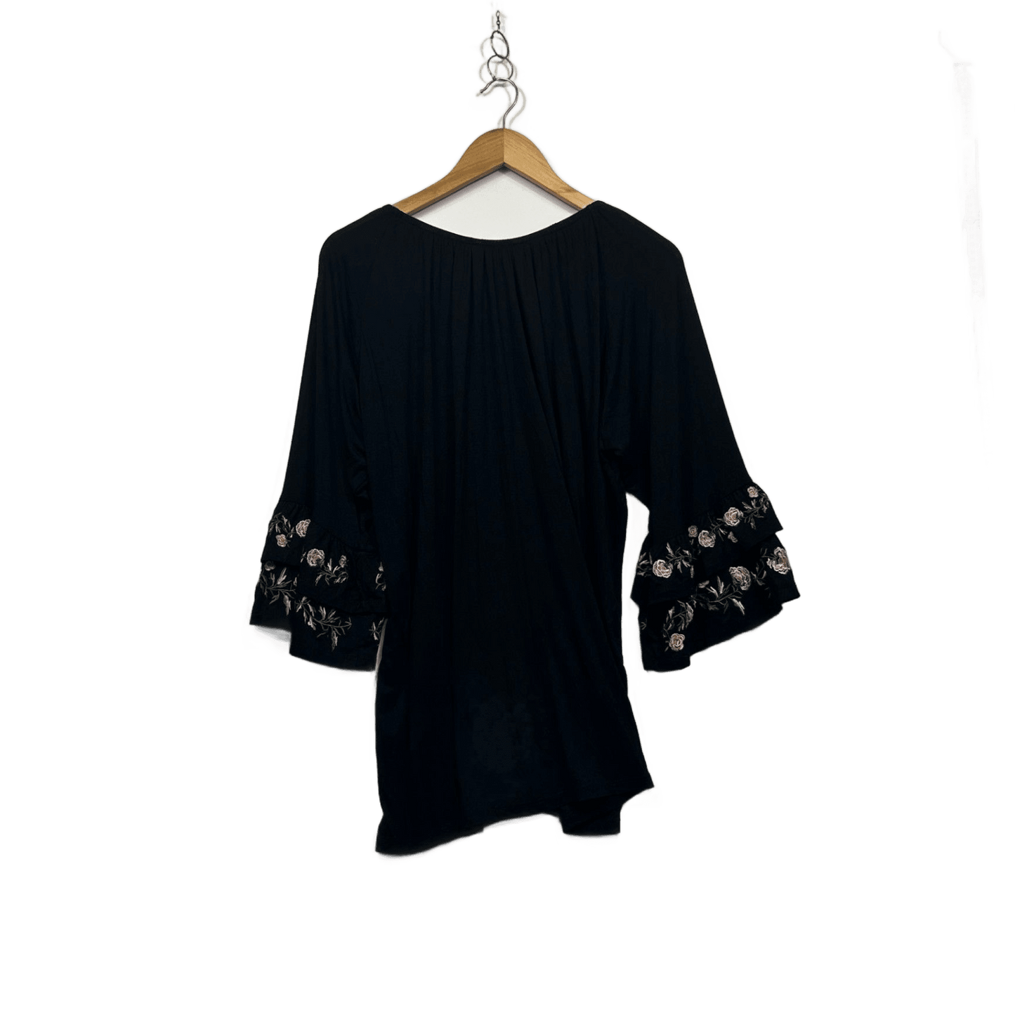 Rockmans Tunic Top Size XL Long Bell Sleeve Embroidered Viscose