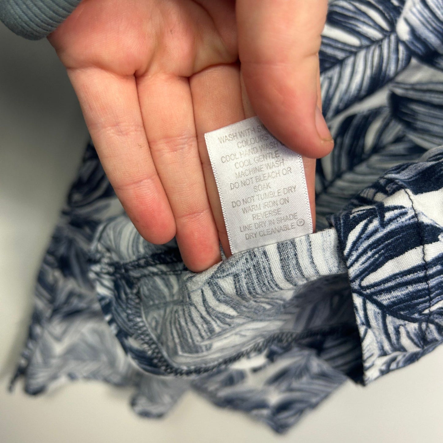 Rockmans Blue White Long Sleeve Leaf Print Tunic Top Size 20 Linen Blend