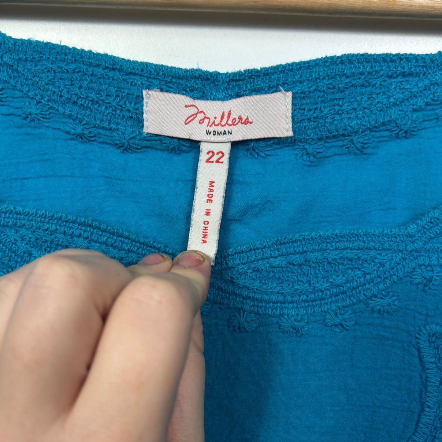 Millers Blue Cotton Embroidered Boho Blouse Top Size 22 Butterfly