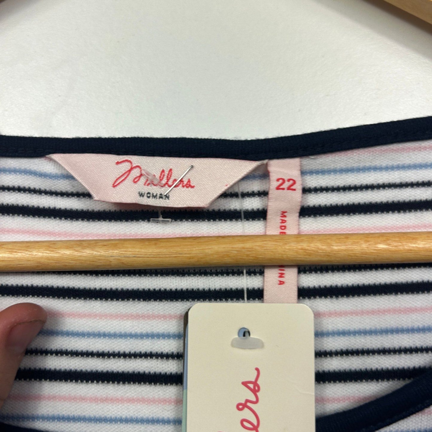 New Millers Women's Striped Round Neck Casual Top T-Shirt Size 22