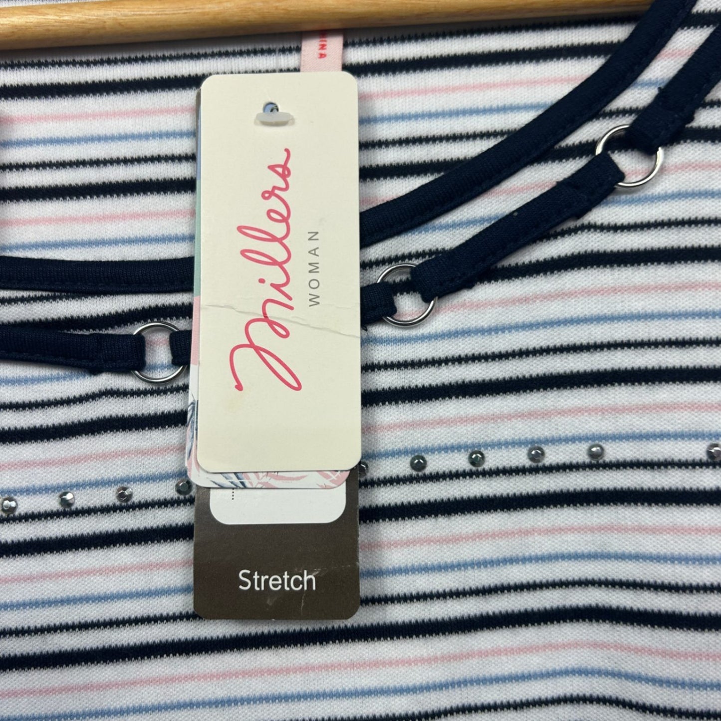 New Millers Women's Striped Round Neck Casual Top T-Shirt Size 22