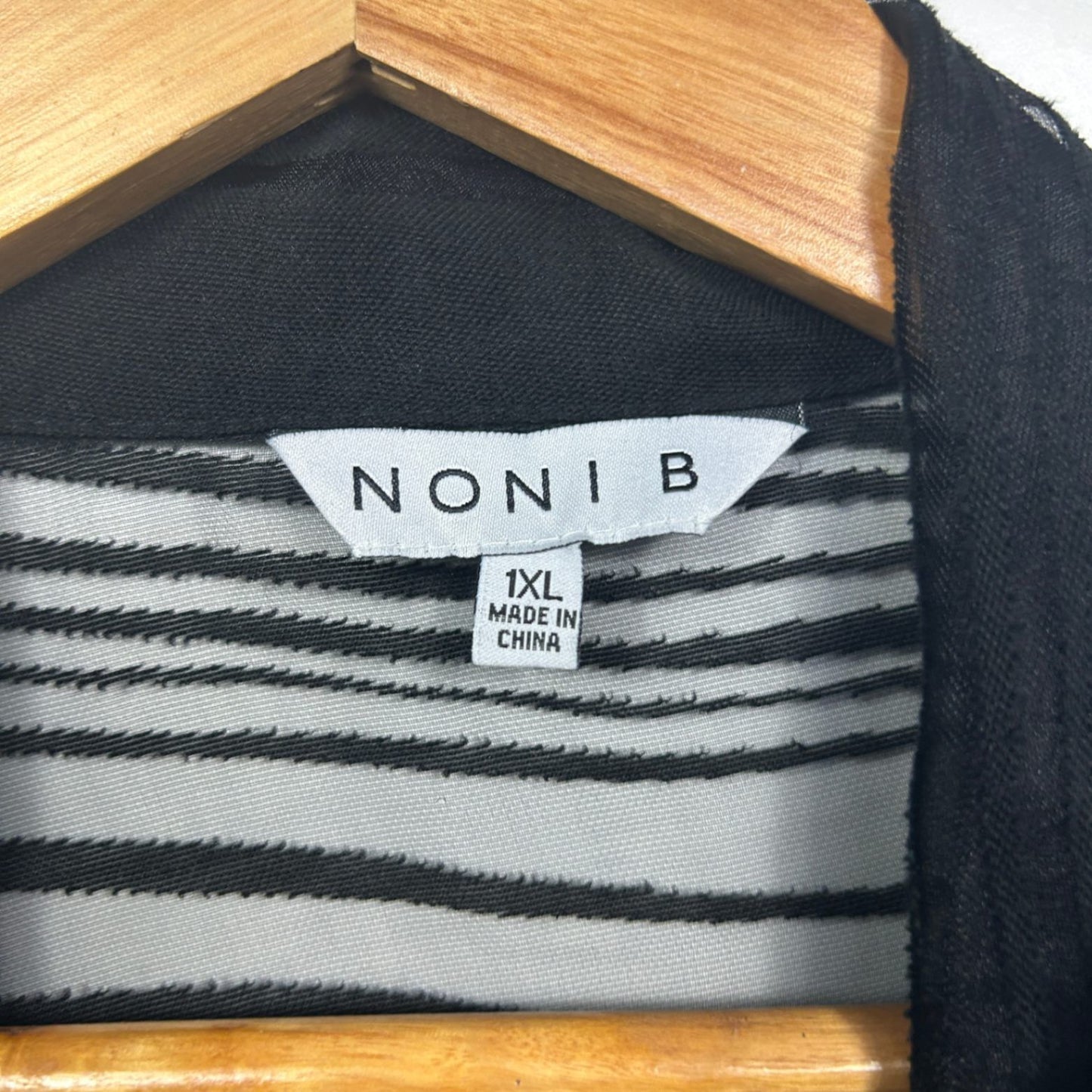 Noni B Black Sheer Striped Long Sleeve Top Jacket Size 1XL 16 18