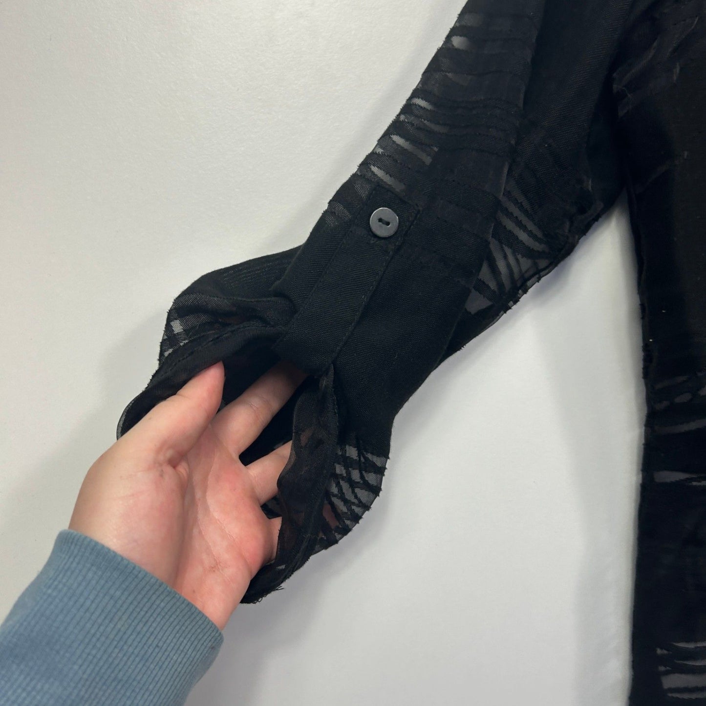 Noni B Black Sheer Striped Long Sleeve Top Jacket Size 1XL 16 18