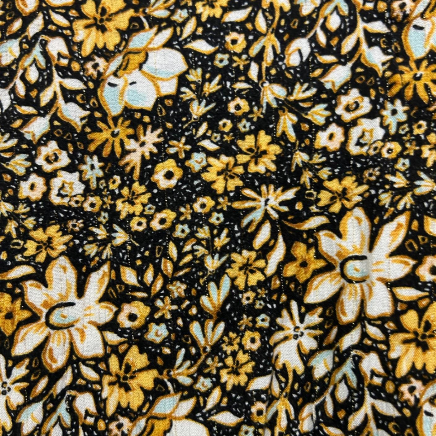 &me Black Mustard Viscose Metallic Blend Long Sleeve Top Blouse Size 18