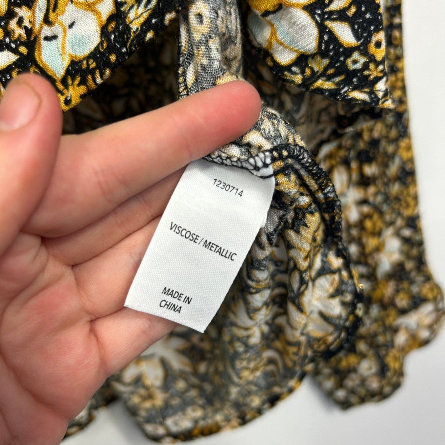 &me Black Mustard Viscose Metallic Blend Long Sleeve Top Blouse Size 18