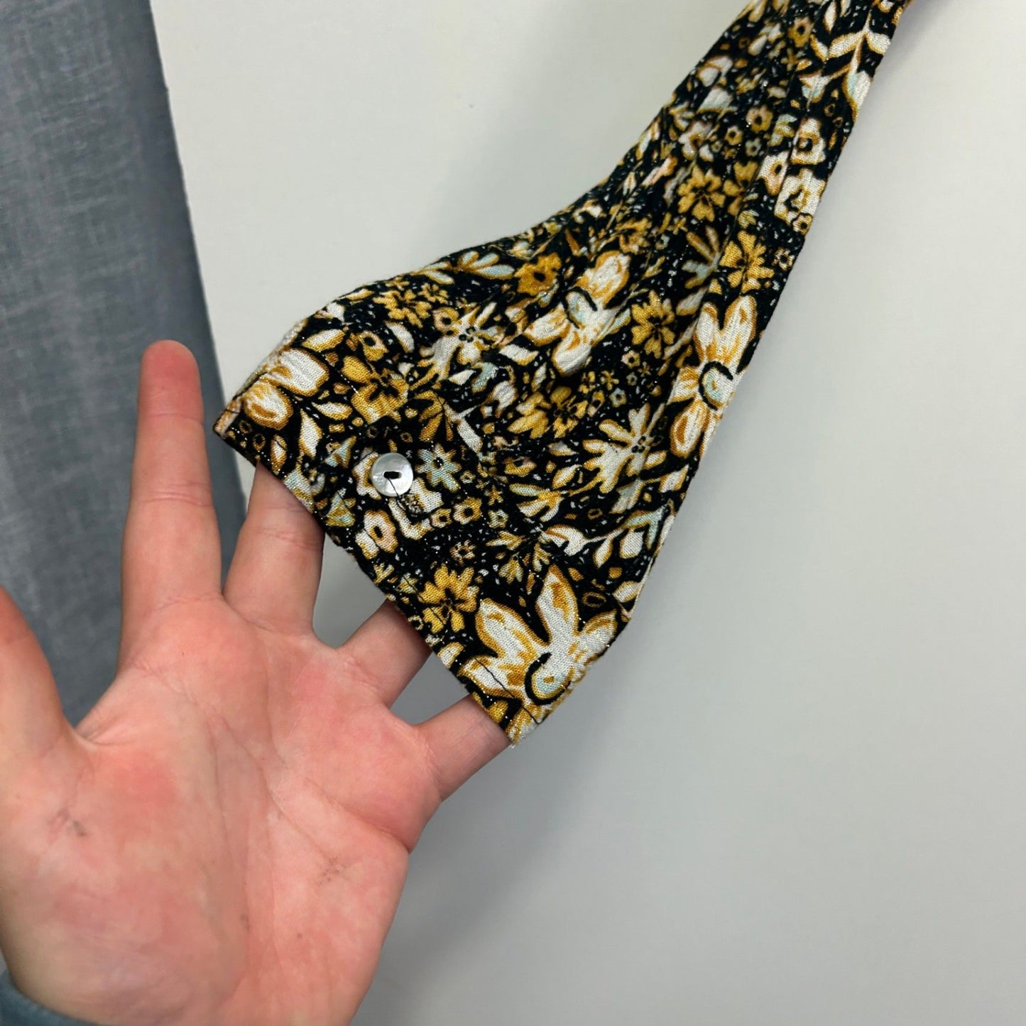 &me Black Mustard Viscose Metallic Blend Long Sleeve Top Blouse Size 18