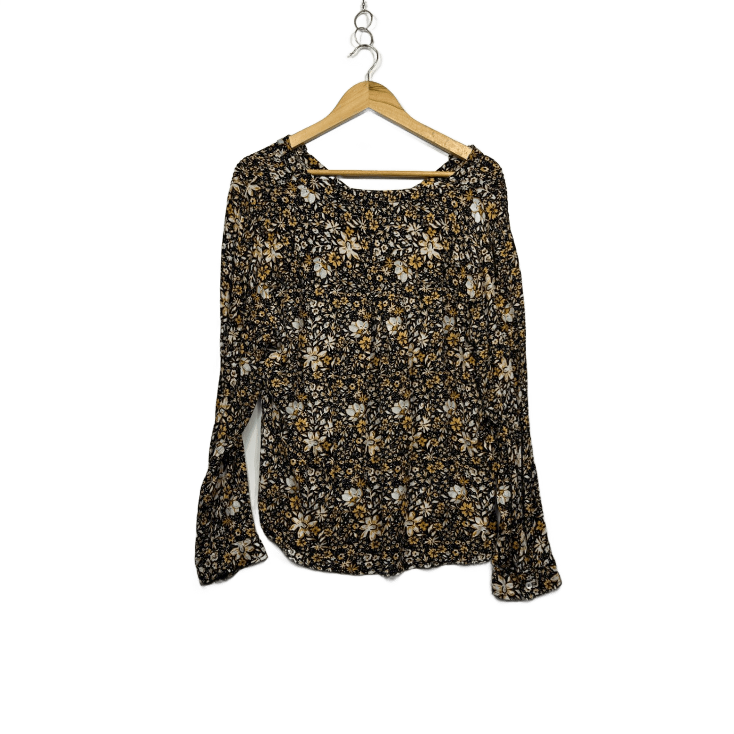 &me Black Mustard Viscose Metallic Blend Long Sleeve Top Blouse Size 18