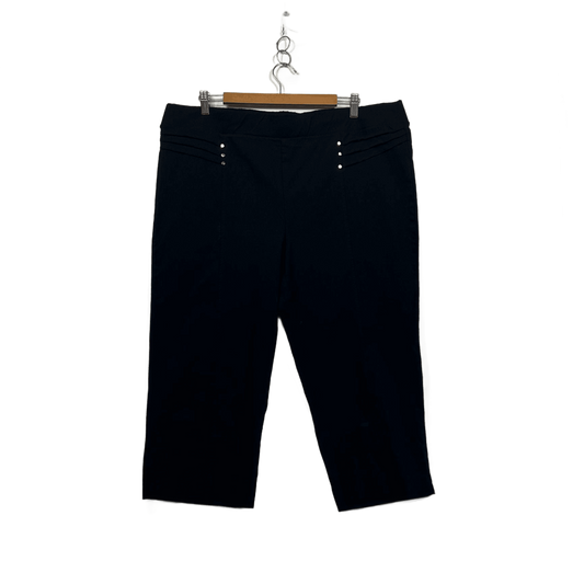 Rockmans Black Cropped Pants Size 20 Stretch Comfort