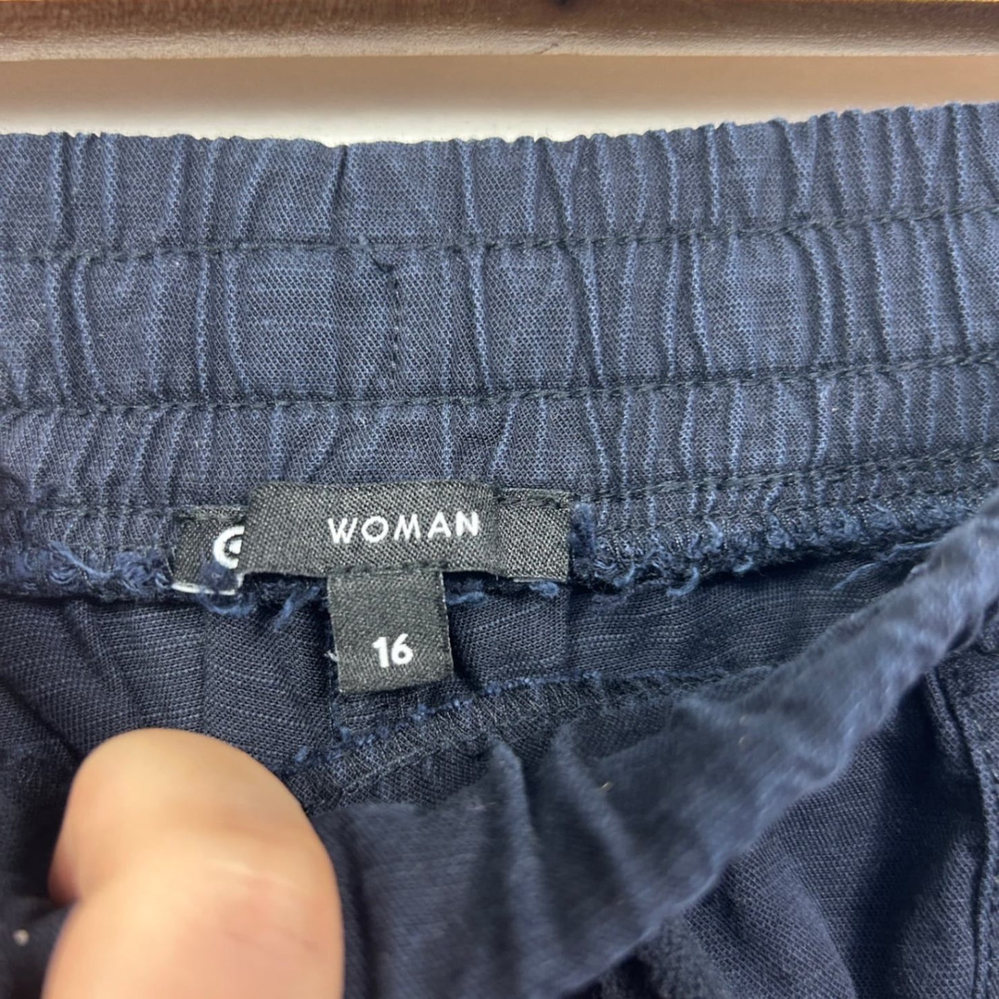 Target Cotton Blend Navy Blue 7/8 Cropped Wide Leg Casual Pants Pockets Size 16