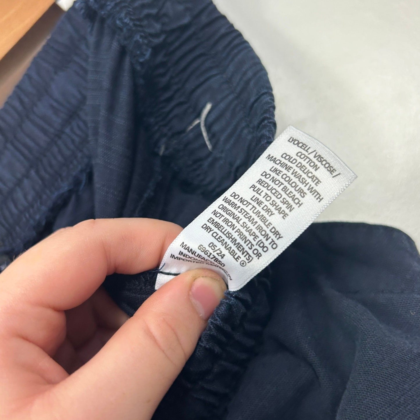 Target Cotton Blend Navy Blue 7/8 Cropped Wide Leg Casual Pants Pockets Size 16