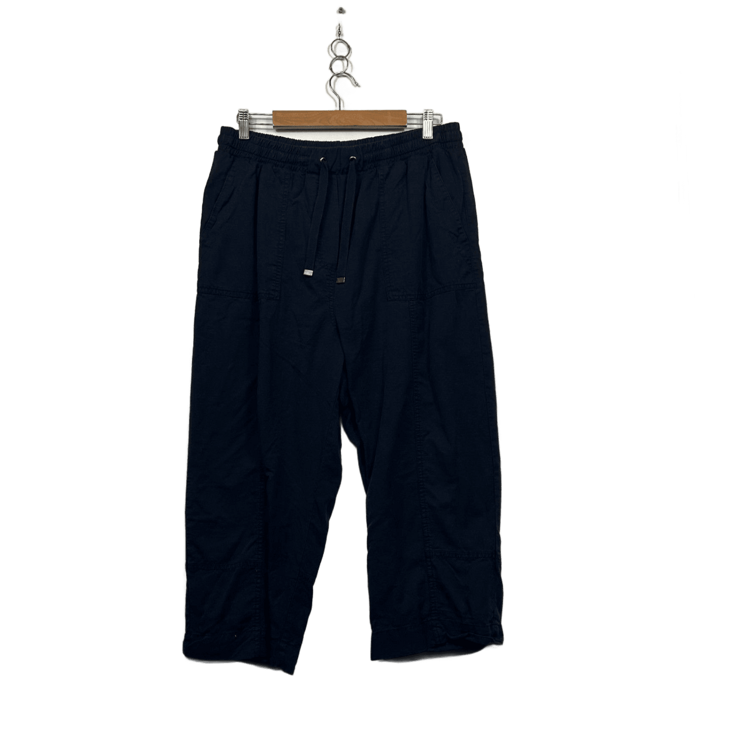 Target Cotton Blend Navy Blue 7/8 Cropped Wide Leg Casual Pants Pockets Size 16