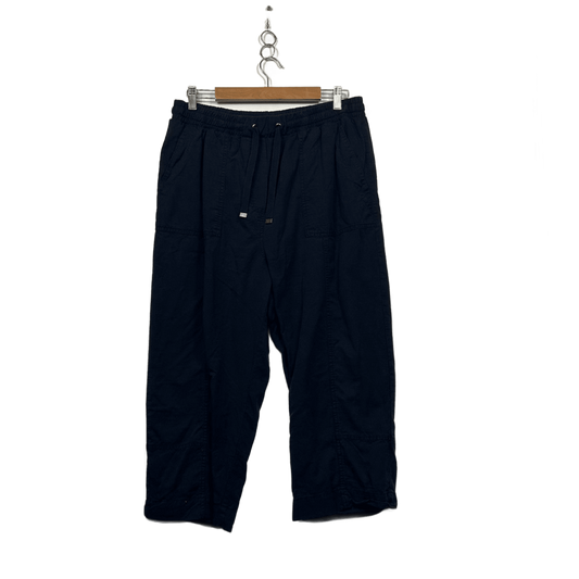 Target Cotton Blend Navy Blue 7/8 Cropped Wide Leg Casual Pants Pockets Size 16