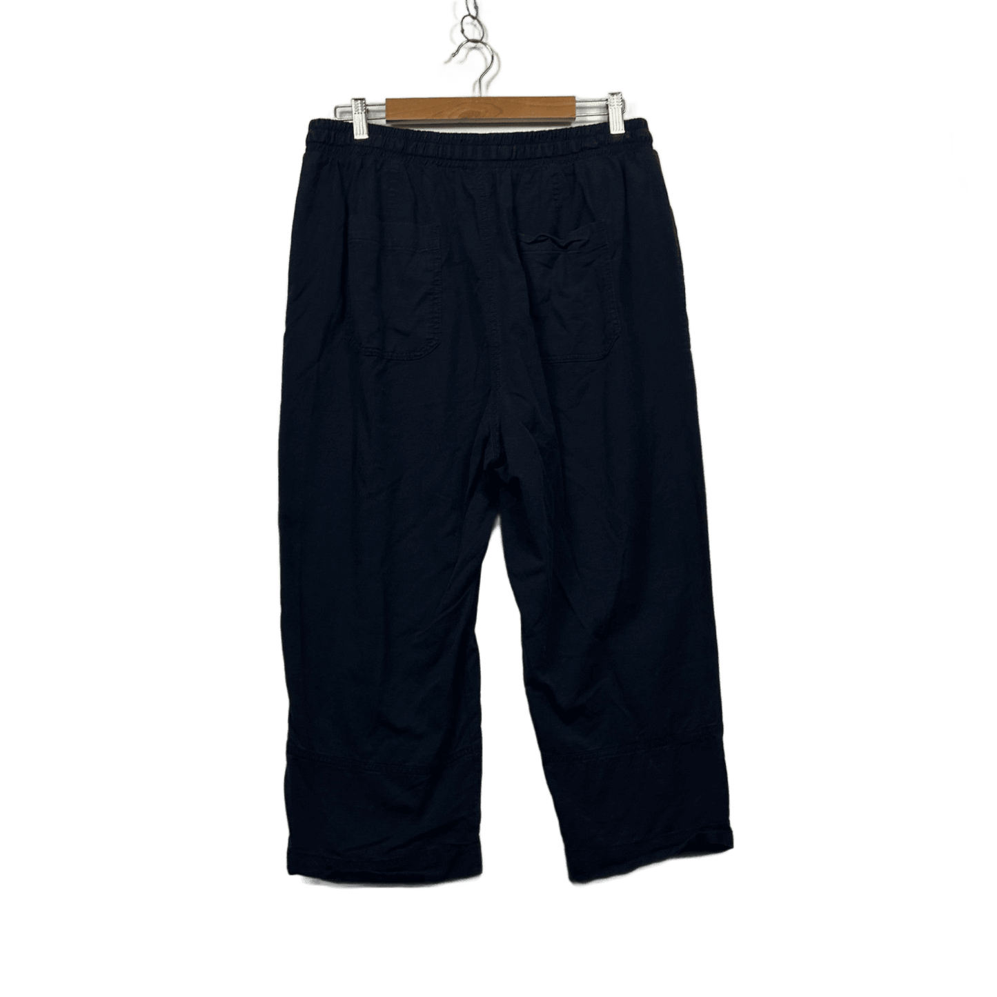 Target Cotton Blend Navy Blue 7/8 Cropped Wide Leg Casual Pants Pockets Size 16