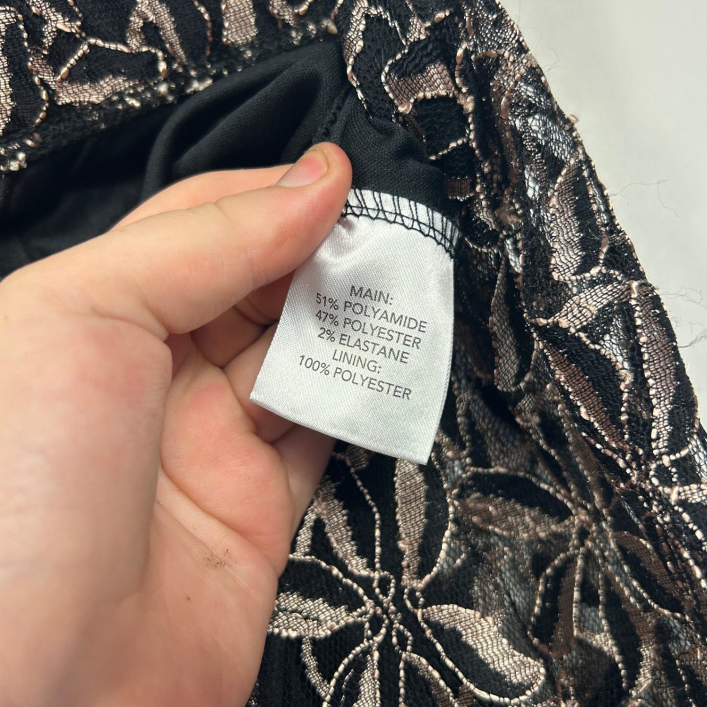 Millers Black Gold Metallic Floral Lace Wide Leg Pull-On Trousers Pants Size 14