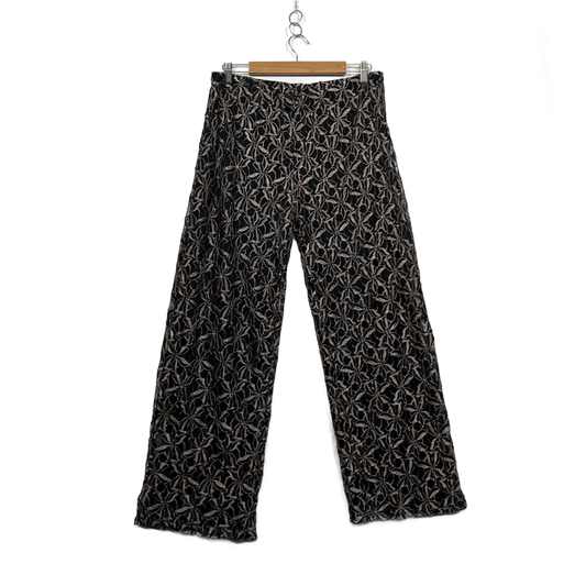 Millers Black Gold Metallic Floral Lace Wide Leg Pull-On Trousers Pants Size 14