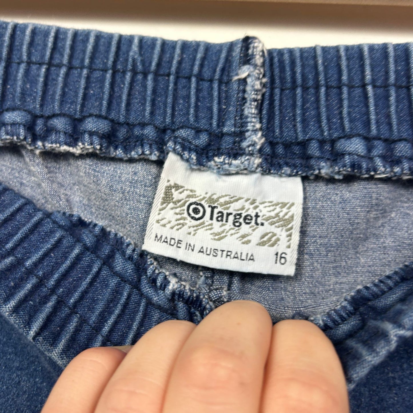 Vintage Target Womens Denim Blue Elastic Waist Stretch Slim Fit Pants Size 12-16