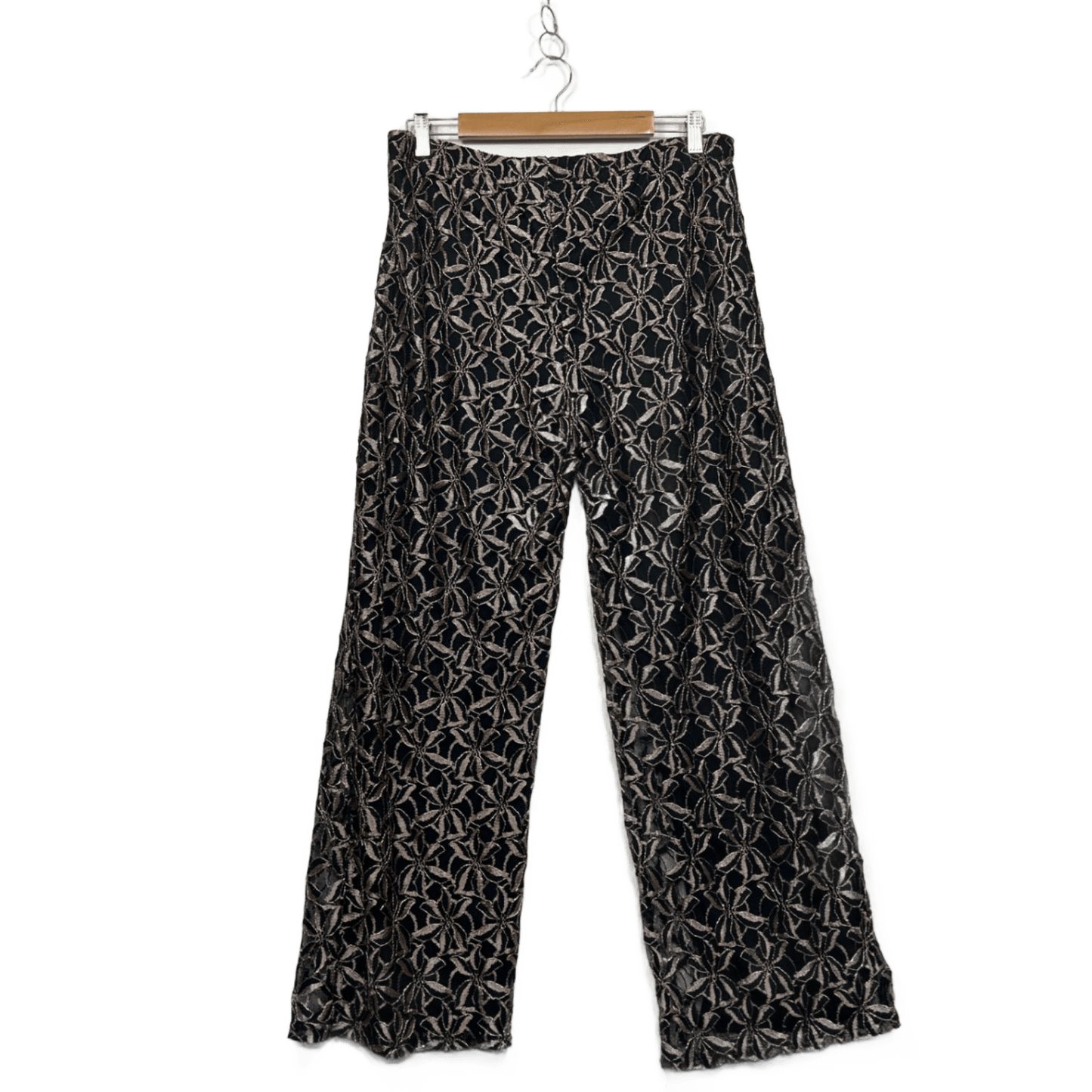 Millers Black Gold Metallic Floral Lace Wide Leg Pull-On Trousers Pants Size 14