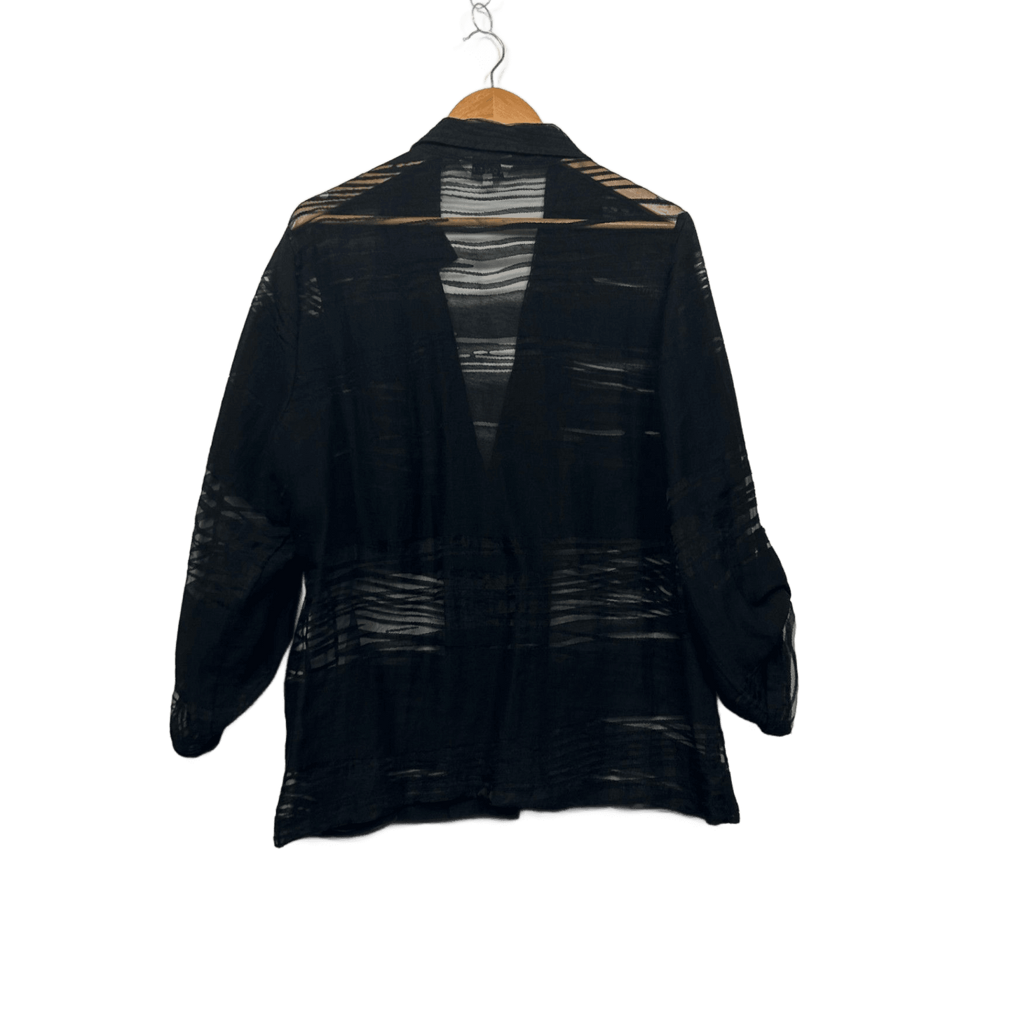 Noni B Black Sheer Striped Long Sleeve Top Jacket Size 1XL 16 18