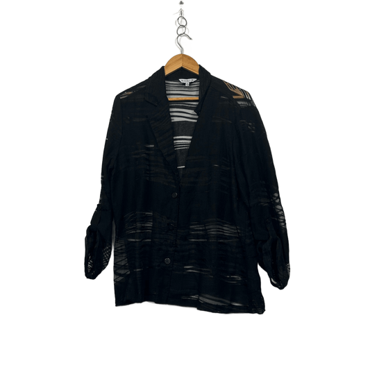Noni B Black Sheer Striped Long Sleeve Top Jacket Size 1XL 16 18