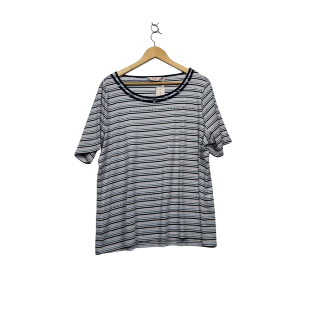 New Millers Women's Striped Round Neck Casual Top T-Shirt Size 22