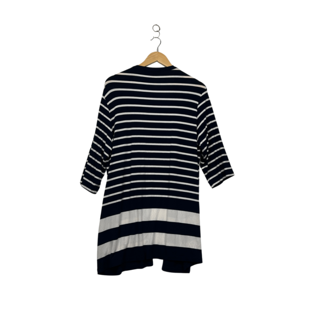 Maggie T Navy White Striped  Front Cardigan Jacket Top Size 16 18