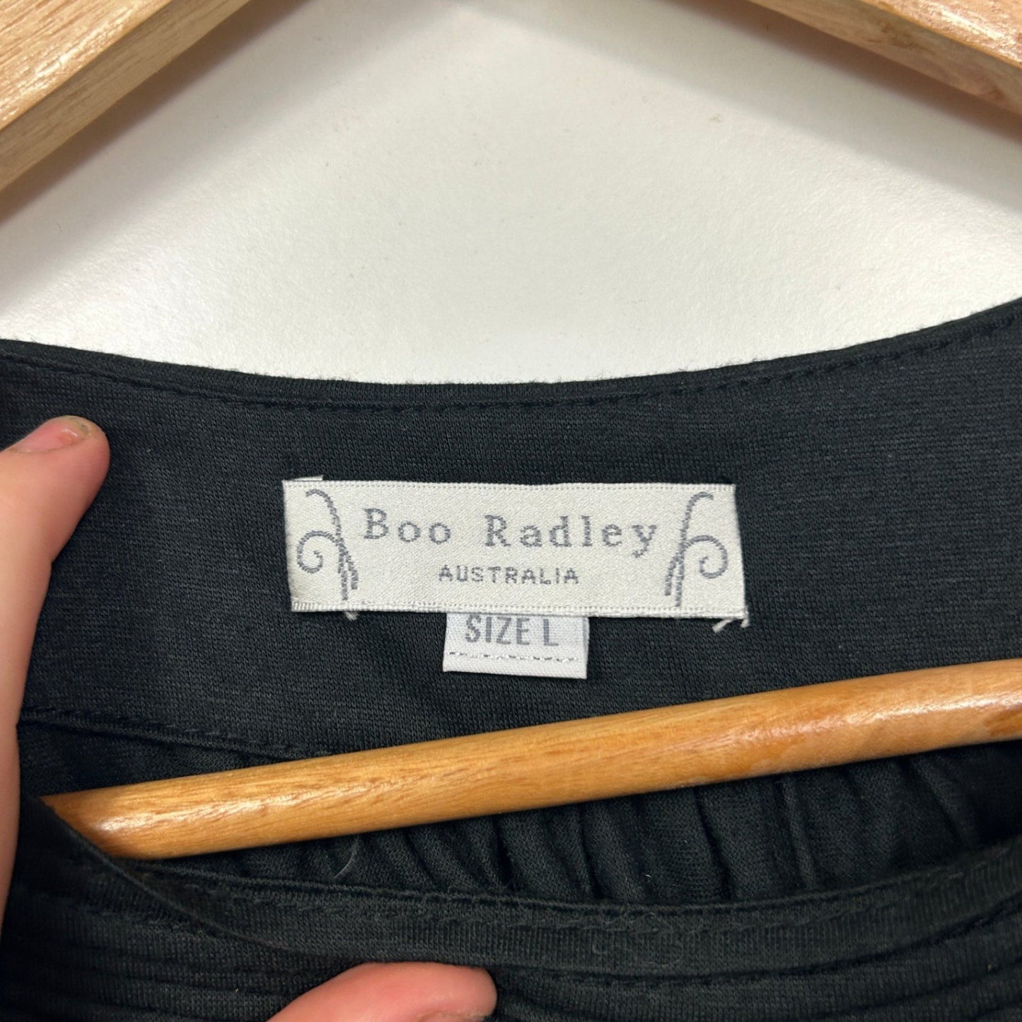 Boo Radley Women's Black  Short Sleeve Sheer Overlay Polka Dot Blouse Size 12 14 Large