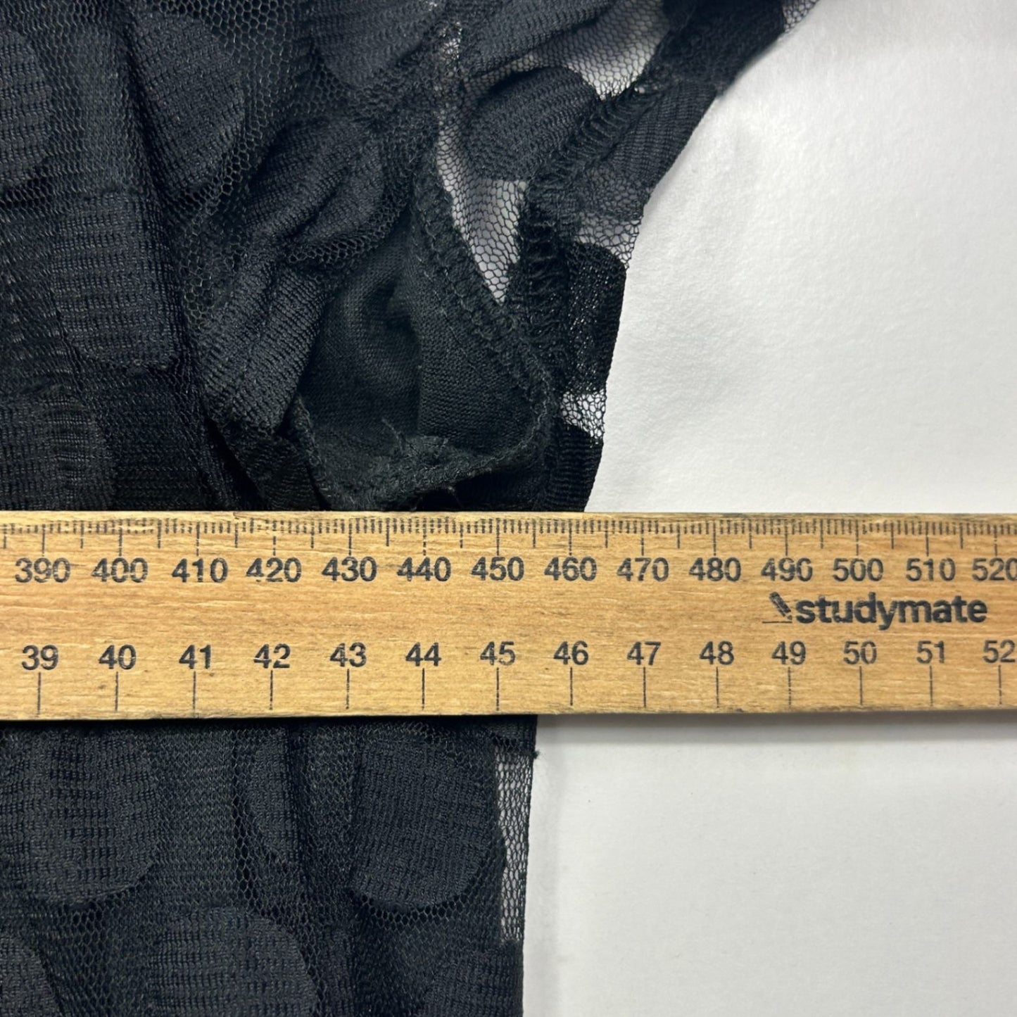 Boo Radley Women's Black  Short Sleeve Sheer Overlay Polka Dot Blouse Size 12 14 Large