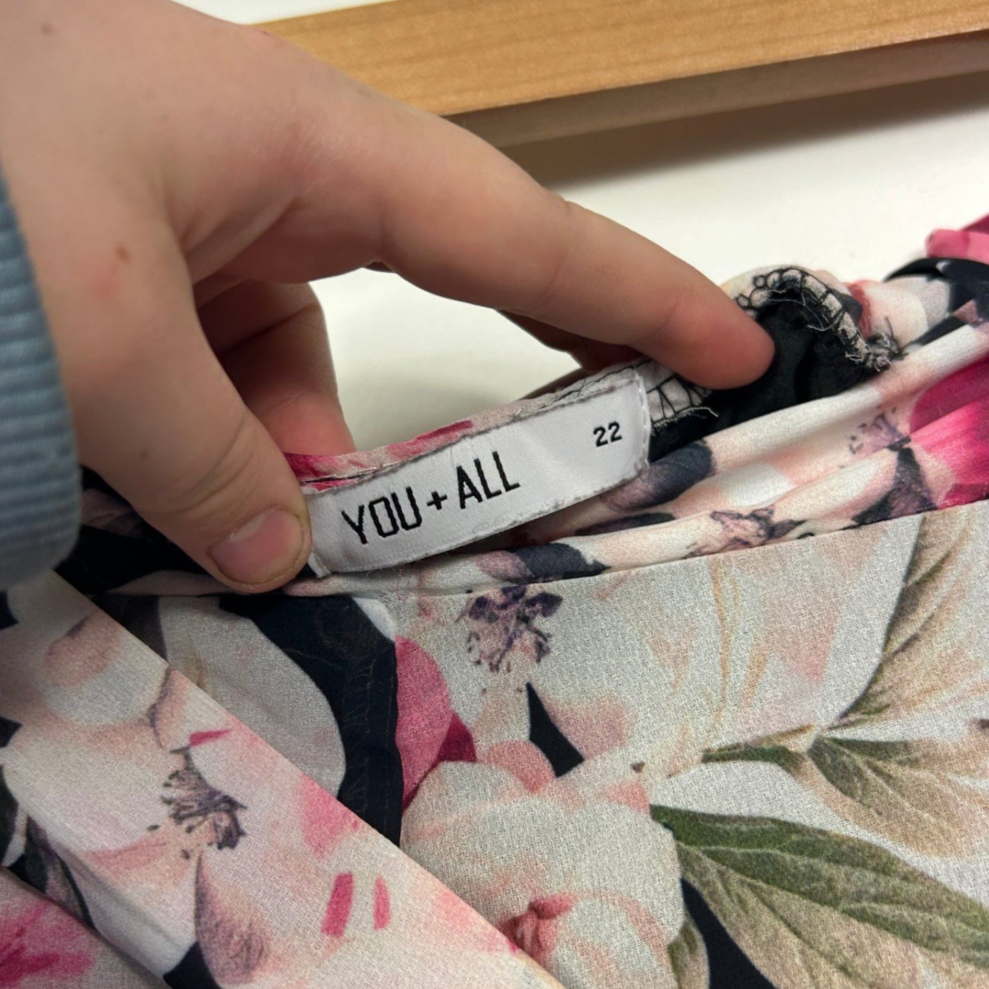 YOU+ALL Black Pink Floral Wide Leg Baggy Pants Size 22