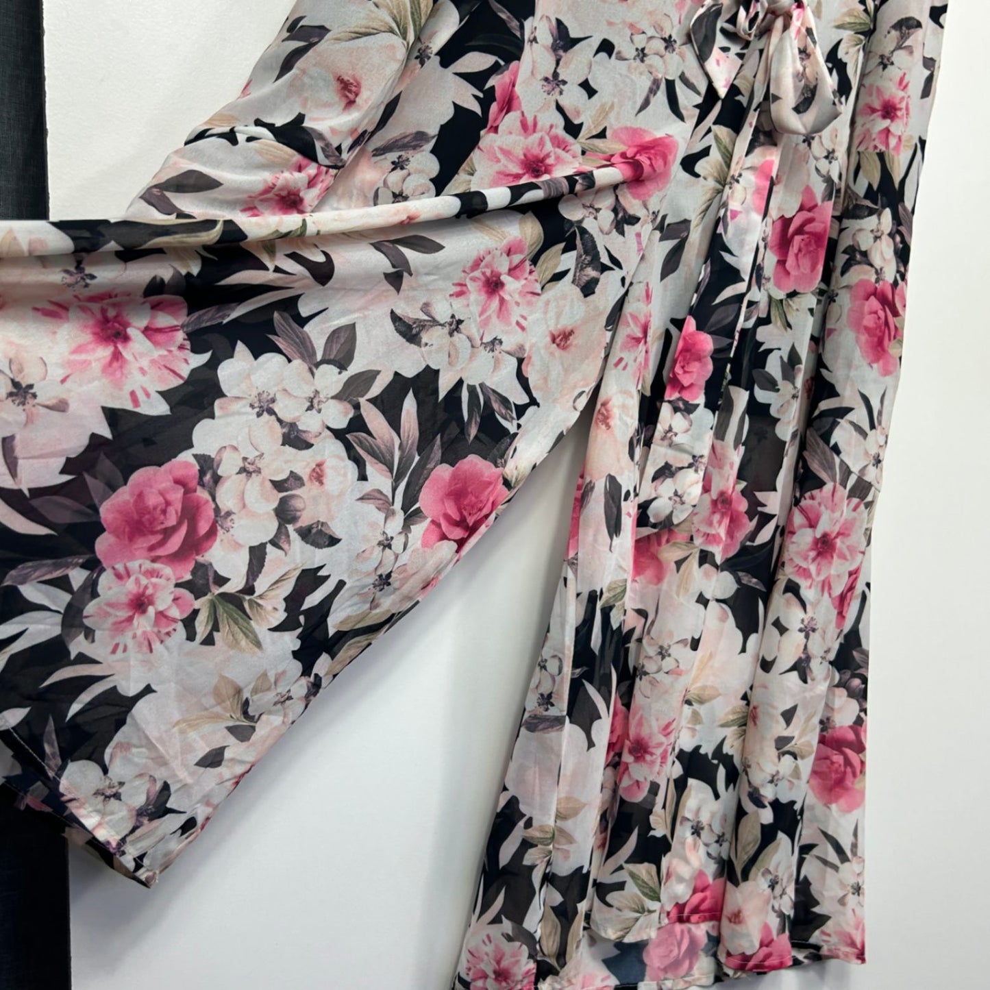 YOU+ALL Black Pink Floral Wide Leg Baggy Pants Size 22
