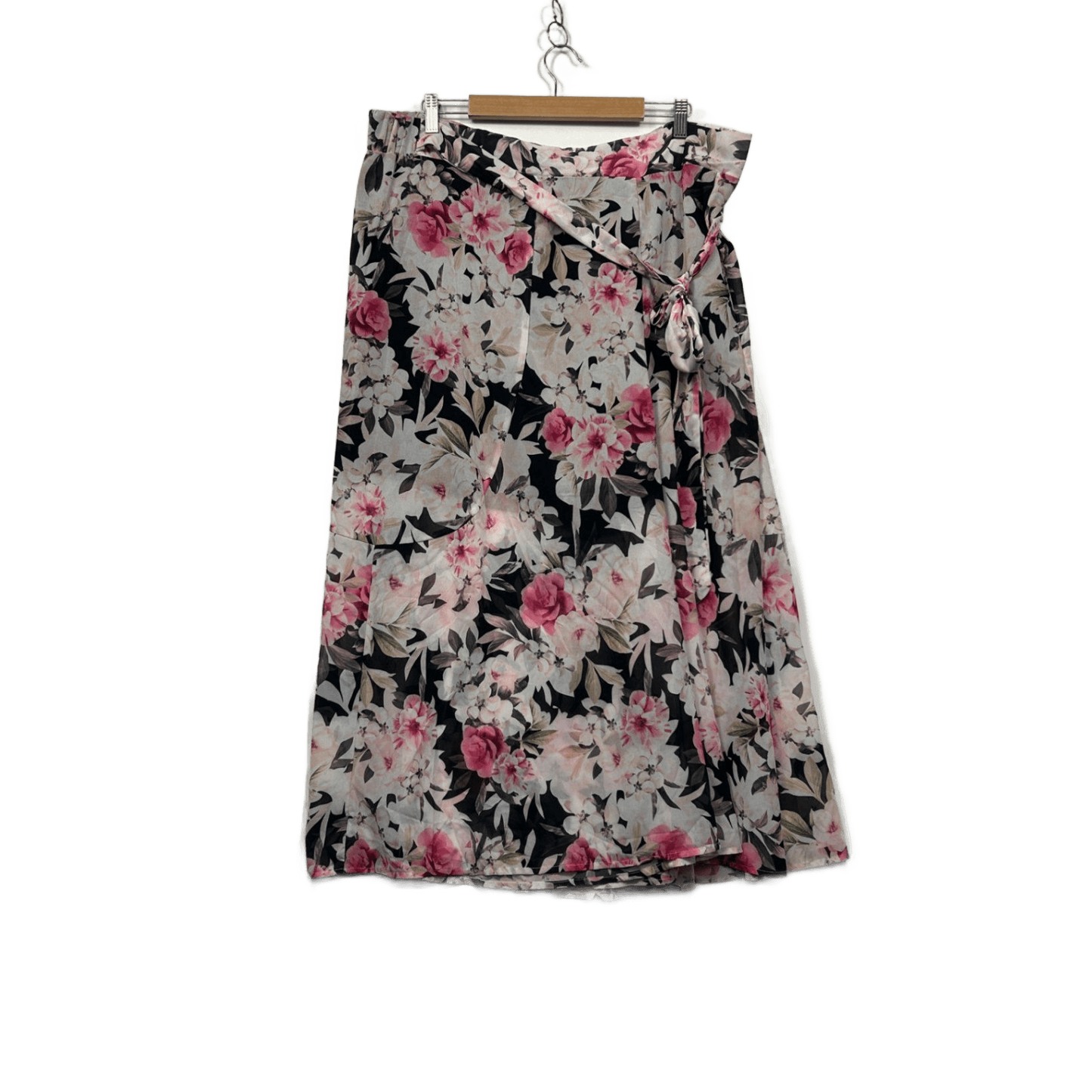 YOU+ALL Black Pink Floral Wide Leg Baggy Pants Size 22