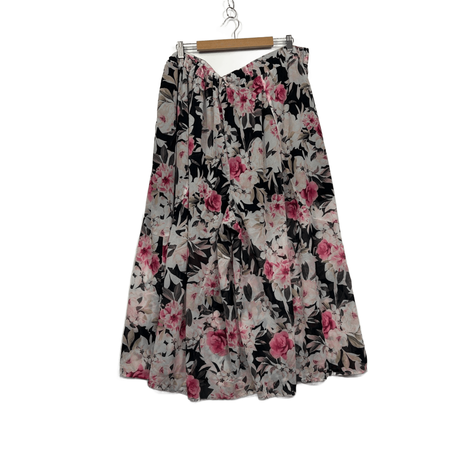 YOU+ALL Black Pink Floral Wide Leg Baggy Pants Size 22