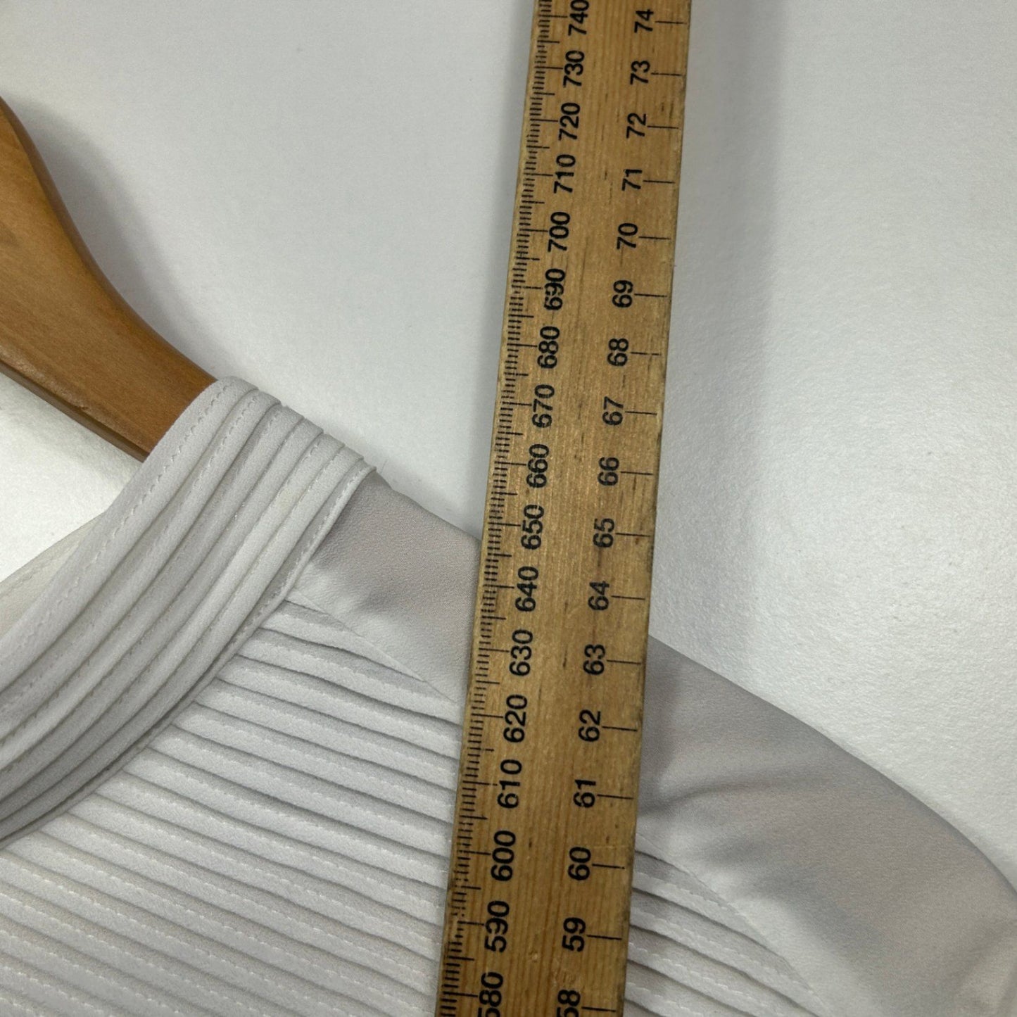 Witchery Long Sleeve Pleated Sheer High Neck Blouse Size 14