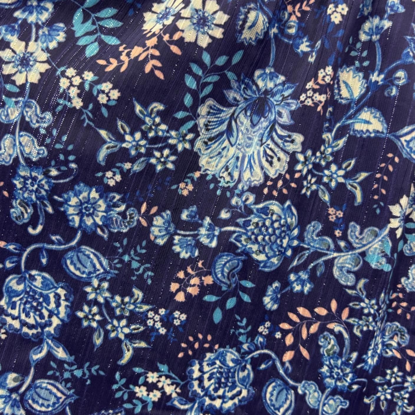 Just Jeans  Blue Pink Floral  Boho Peasant Top Blouse Size 14